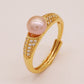 A 6-7mm Fresh water pearl ring, elegant fresh Water pearl ring, handmade fresh water pearl jewelry gift, with gift box, suitable for everyday, wedding parties and festivals