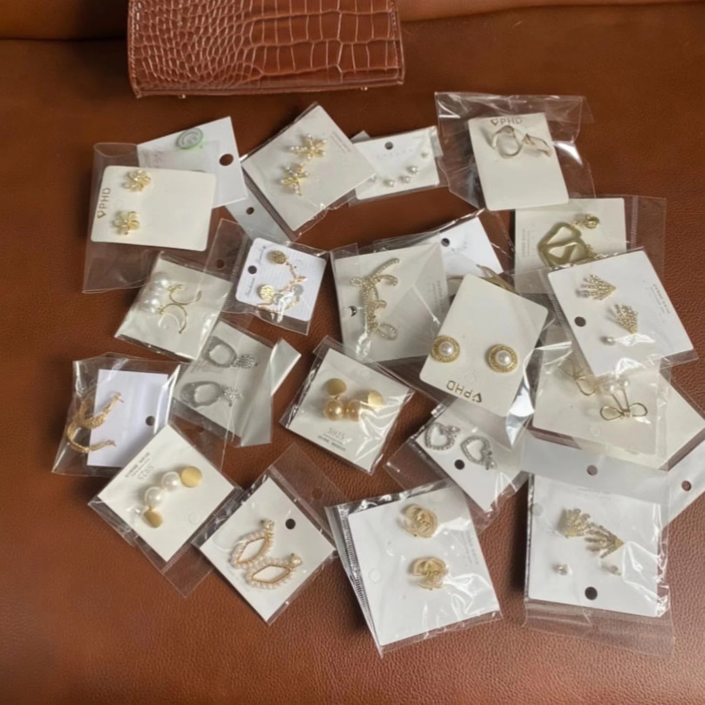 3 dozen assorted style sterling silver earring post dangles, hoops, studs, on cards