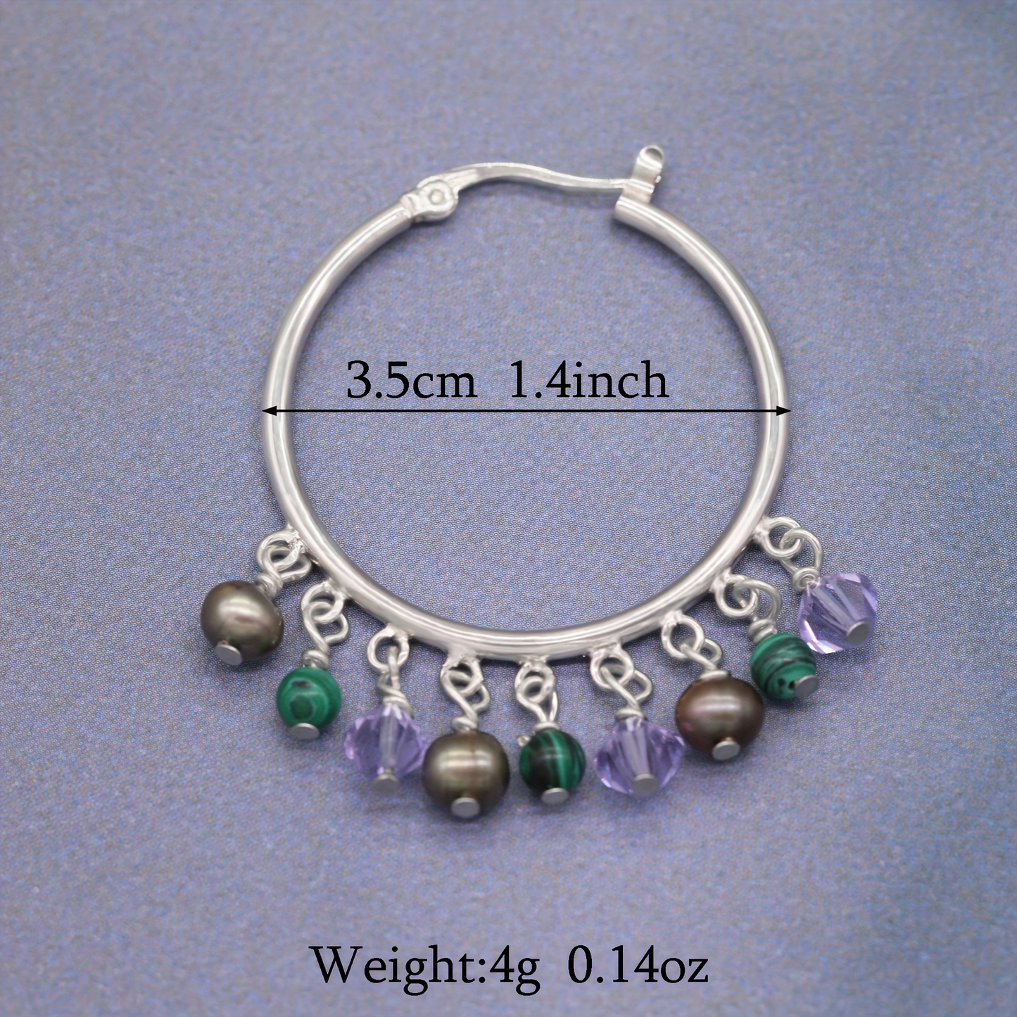 A pair of hoop earrings Boho style fresh water pearl and stone earrings in a lovely tassel style design, perfect for birthdays, anniversaries, Valentine's Day gifts, with gift box[EH-2501Colour-01]