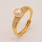 A 6-7mm Fresh water pearl ring, elegant fresh Water pearl ring, handmade fresh water pearl jewelry gift, with gift box, suitable for everyday, wedding parties and festivals