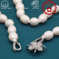 100% Handmade Natural White Freshwater Pearl Necklace Luxury 17.3Inch Long 9Mm White Natural Freshwater Pearl Necklace Comes with a Stylish Flower Clasp Gift Box, Give It to Him/Her, Suitable for Daily and  Valentine'S Day[NK-XL2501-White-02]