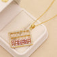 Elegant fresh water pearl pendant necklace, with gold abacus fresh water pearl pendant Romantic fashion fresh water pearl pendant necklace, with gift box, suitable for birthday, Christmas, anniversary gifts【XL-2502Golden-05】