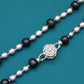 100% handmade 17.7inch long Freshwater Pearl Necklace Fashion design Men's and women's Freshwater Pearl necklace suitable for everyday, wedding, birthday party and anniversary【NK-XL2501Black-01】