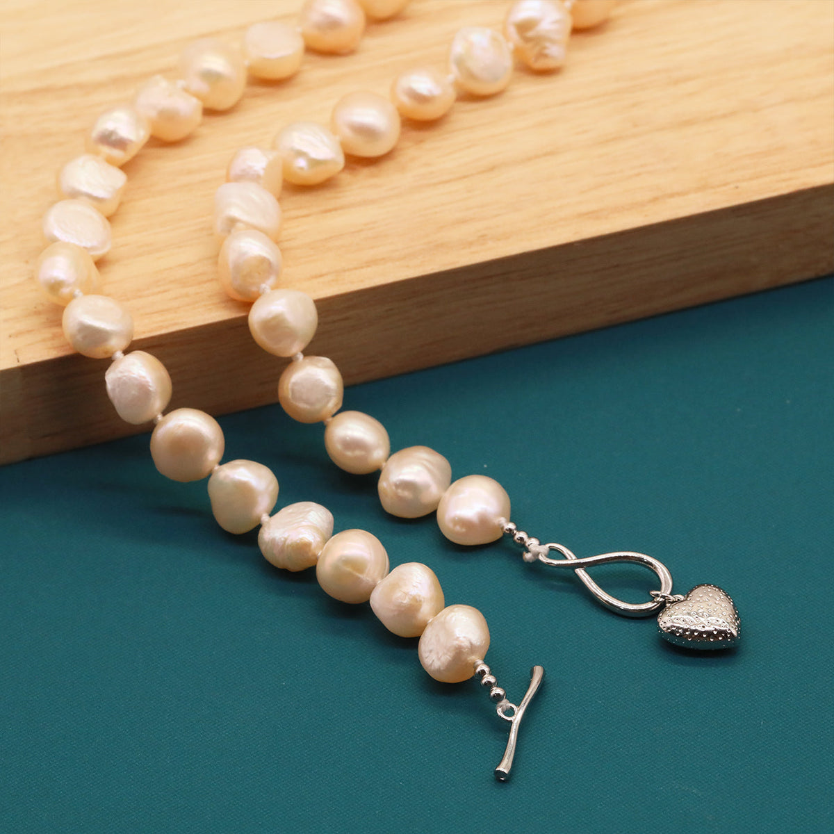 Exquisite Natural Baroque Pearl Freshwater Pearl Necklace 100% handmade irregular Baroque pink Freshwater Pearl necklace with Figure 8 love pendant buckle attached gift box suitable for everyday, birthday, adult gifts and Valentine's Day[XL-2501Pink-01]