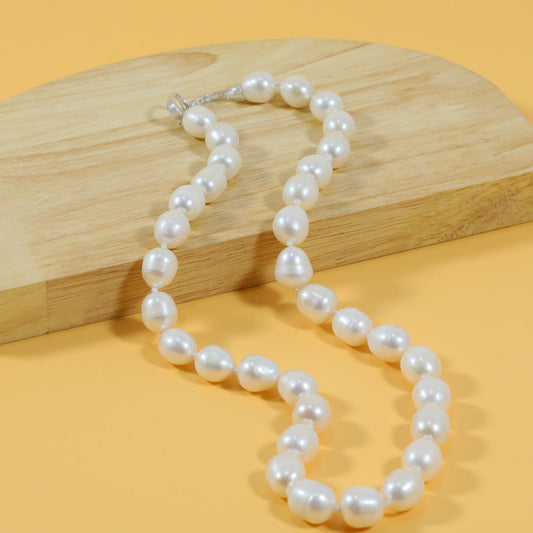 10-11mm Freshwater Pearl Necklace - Exquisite 18 Inch Jewelry with 925 Silver Plated Clasp, Luxurious Style for Women, Ideal for Daily Wear, Special Occasions, and Christmas Gifting[XL-2412White-03]