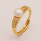 A 6-7mm Fresh water pearl ring, elegant fresh Water pearl ring, handmade fresh water pearl jewelry gift, with gift box, suitable for everyday, wedding parties and festivals