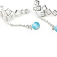 Elegant sterling silver earring with AAAA cubic stone and dangling larimar gemstones