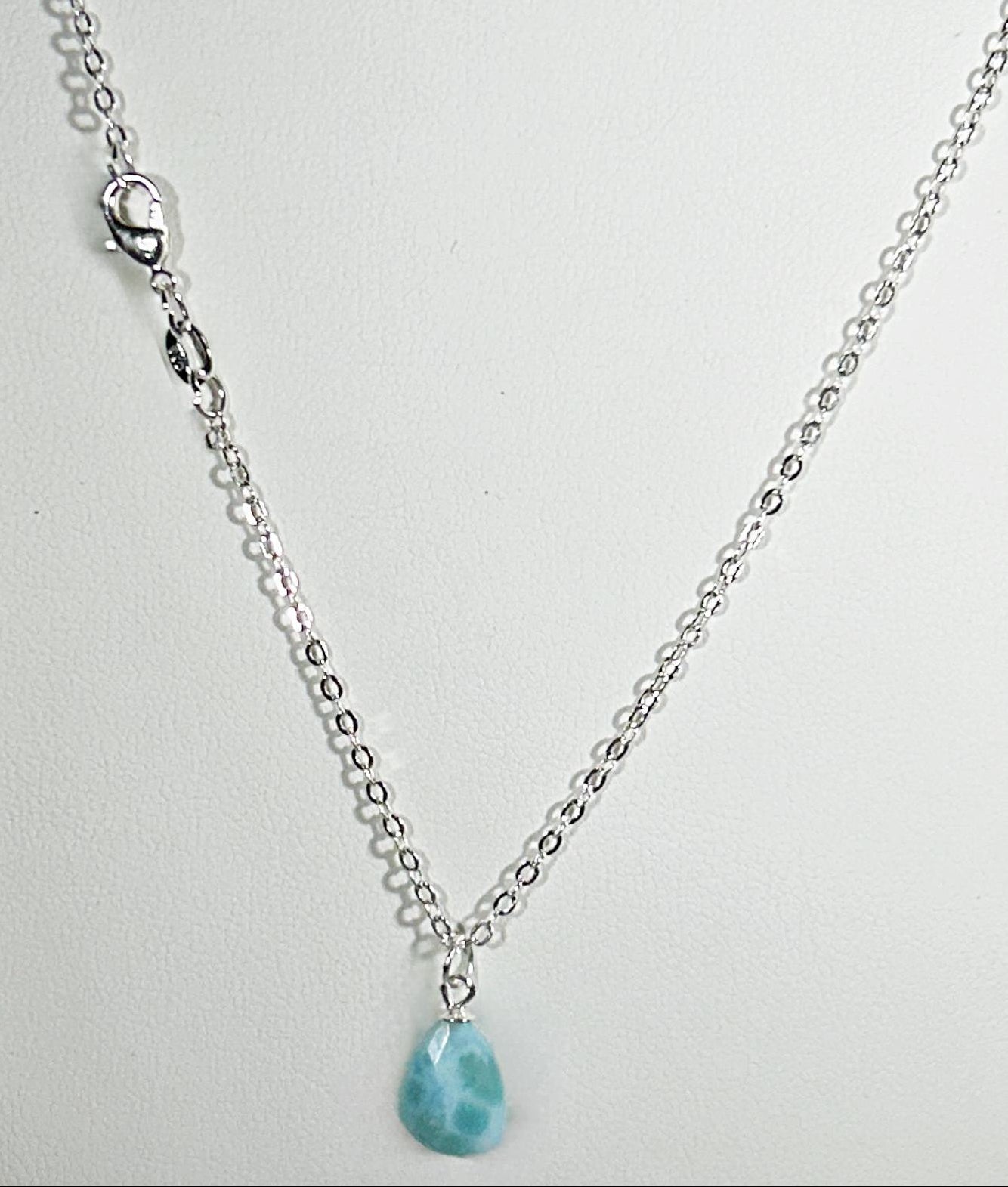 925 larimar tear drop pendant
