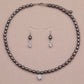 Exquisite Fresh Water Pearl with Zircon Necklace Earrings Bracelet Anklet Four piece Set Luxurious Elegant Zircon Fresh Water Pearl set ideal for Christmas, Valentine's Day and Thanksgiving gifts, suitable for everyday, wedding and birthday