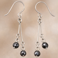 Genuine Black diamond stones in Sterling silver Earrings-Handmade