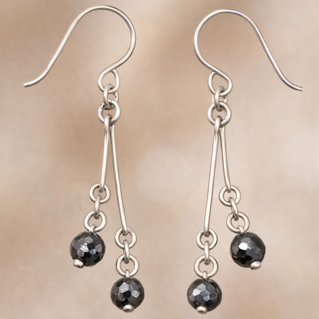 Handcrafted Sterling Silver Earrings with Authentic Black Diamond Stones