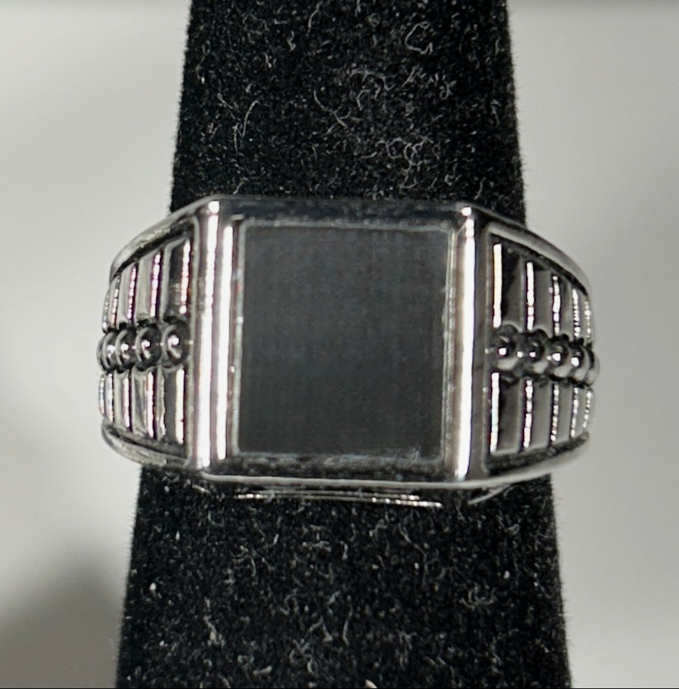 Men's stainless steel Black stone ring