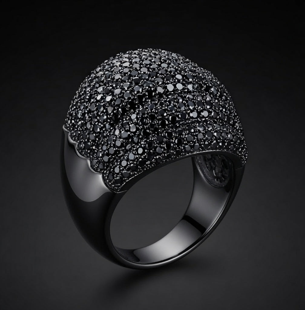 Luxury Micro Pave Lab gemstone S925 cz Rings-Finished in Black Rhodium