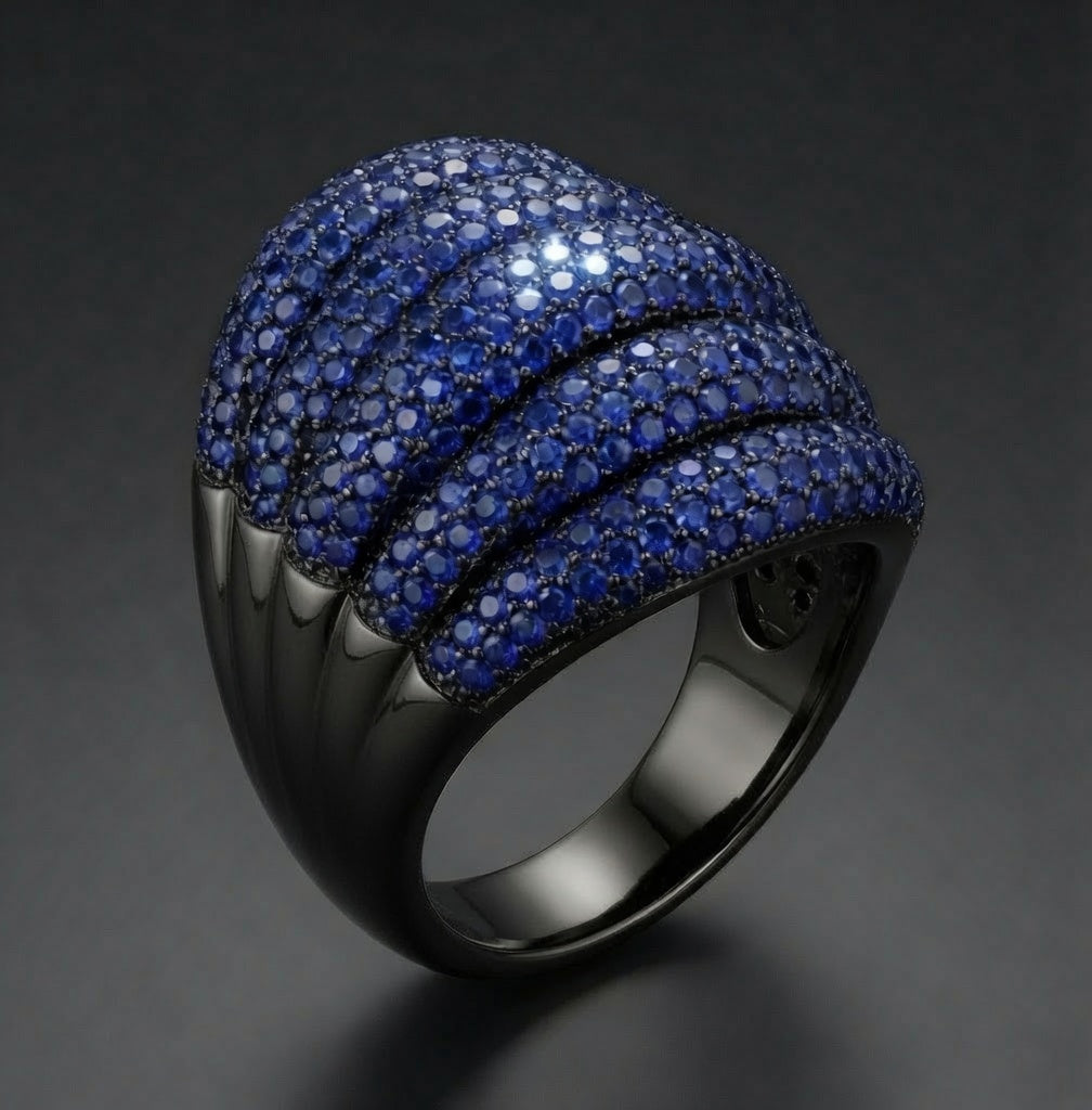 Luxury Micro Pave Lab gemstone S925 cz Rings-Finished in Black Rhodium
