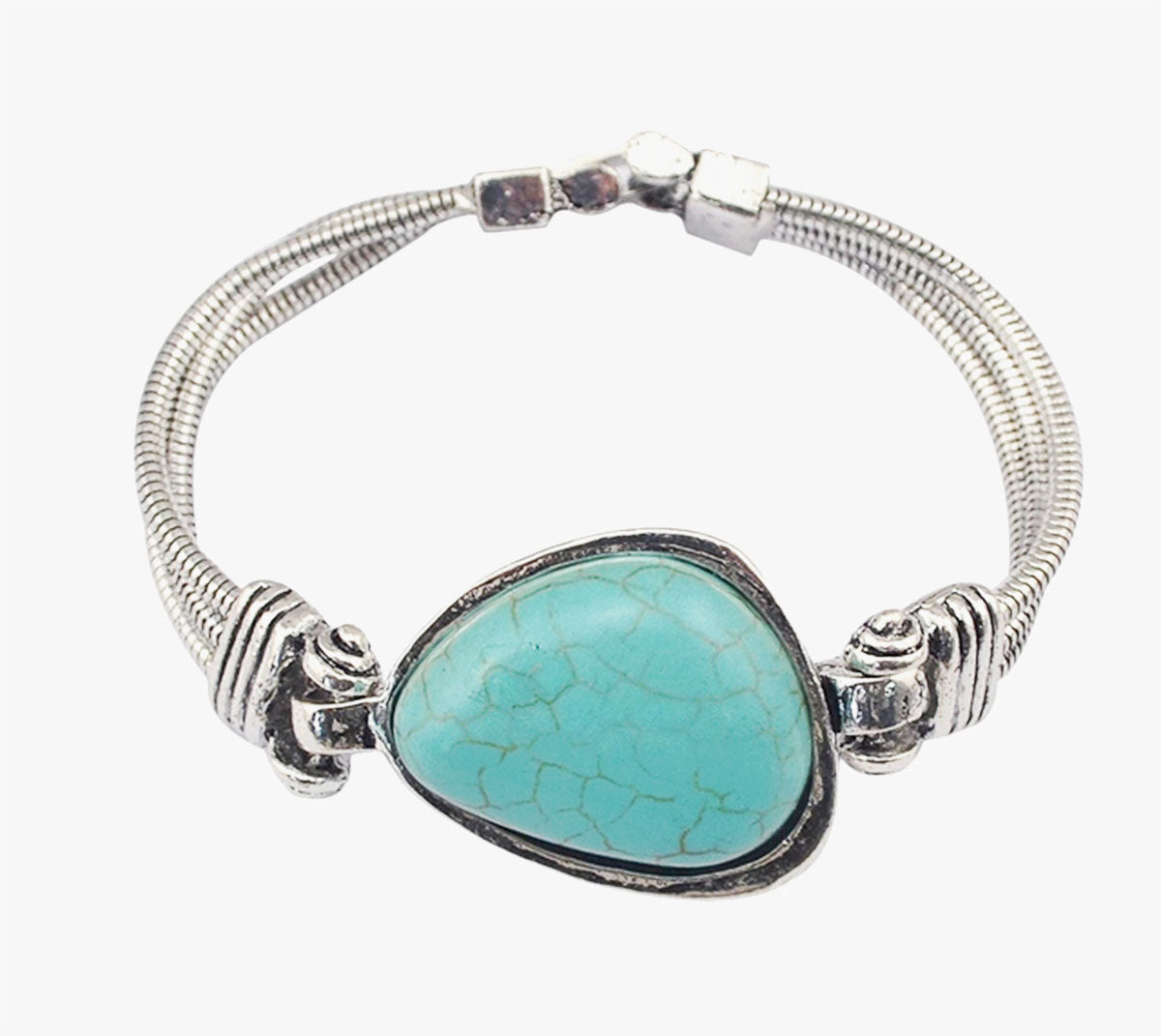 Gypsy Tibet Retro Turquoise Elastic Bracelet For Women Men Bangles Bracelets Bohemian Punk Boho Femme Indian Turkish Jewelry - Providence silver gold jewelry usa