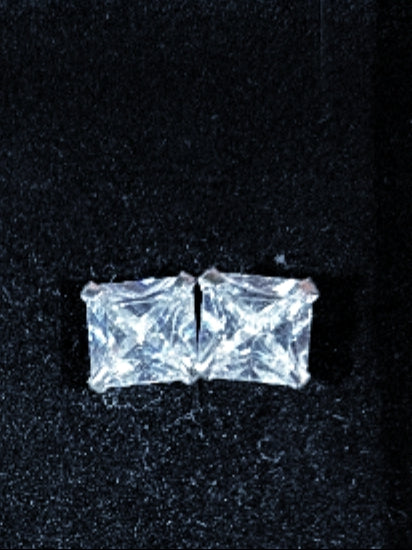 4mm square CZ 925 silver earring