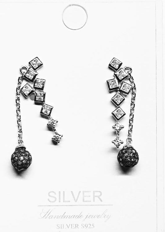 Genuine diamond earring in Sterling silver