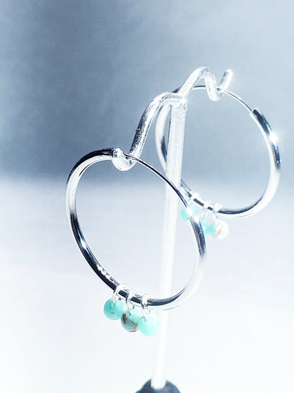 925 30mm STERLING SILVER ENDLESS HOOP WITH GENUINIE STONE BEADS