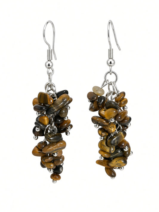 Genuine Grape Tiger Eye Earrings