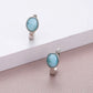 Geometric Oval 925 Sterling Silver Natural Precious Larimar Earrings for Women