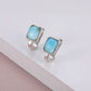 Square Charm 925 Sterling Silver Natural Precious Larimar Earrings