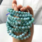 Natural Larimar Stone Beads Women Men Bracelet Round Blue