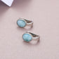 Geometric Oval 925 Sterling Silver Natural Precious Larimar Earrings for Women