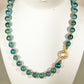 Blue 8mm 18 inch AA freshwater pearl necklace w/ gold spacers and Rhinestone clasp