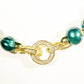 Blue 8mm 18 inch AA freshwater pearl necklace w/ gold spacers and Rhinestone clasp