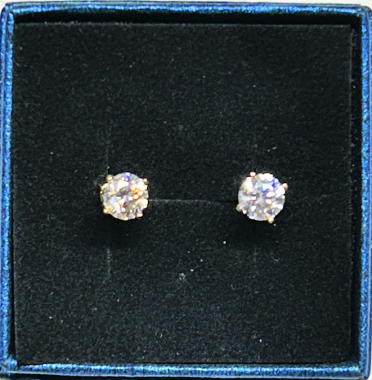 Womens GSA Graded 2carat TW Moissanite Stones Set in Sterling Silver 4 Prong Stud Earrings.