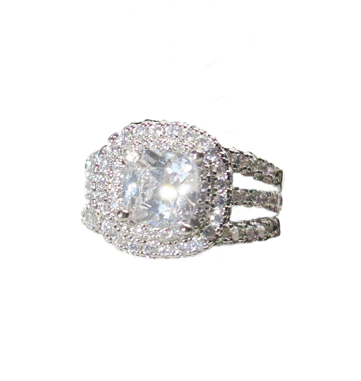 Sterling silver cubic zirconia princess ring in 6 Brilliant colors