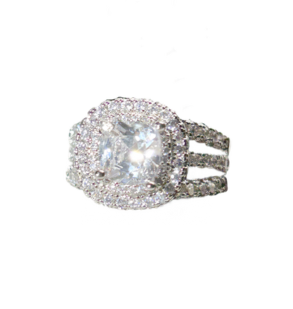 Sterling silver cubic zirconia princess ring in 6 Brilliant colors