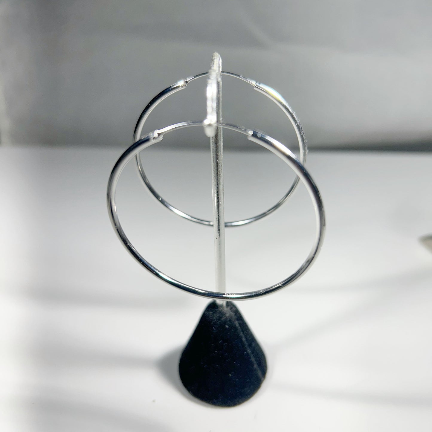 Large sterling silver endless hoops