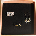 925 Silver 3 pcs. set one stud CZ one dangle Amethyst and one two tone ring