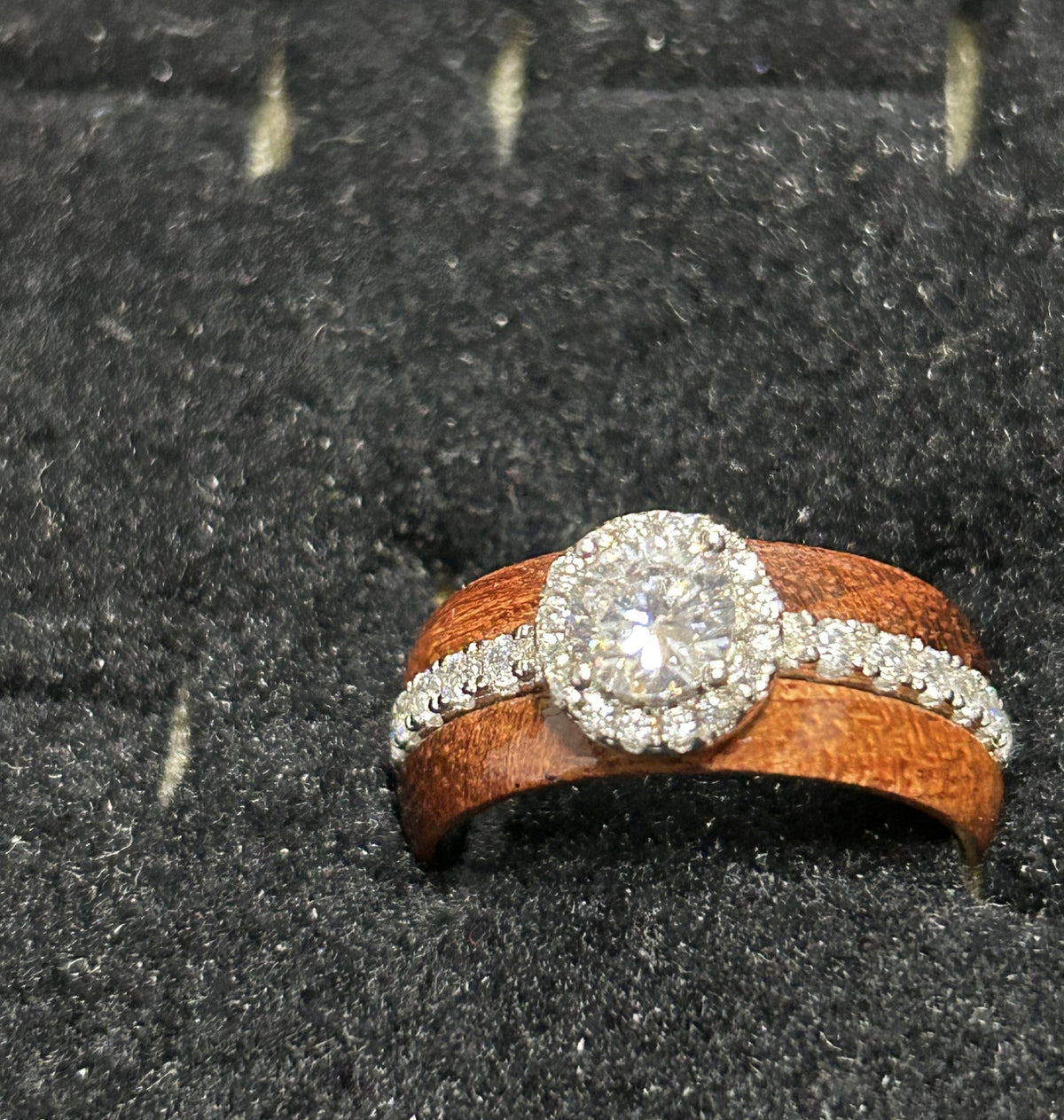 Wholesale Women's Fashion Rings - Wood Band Halo