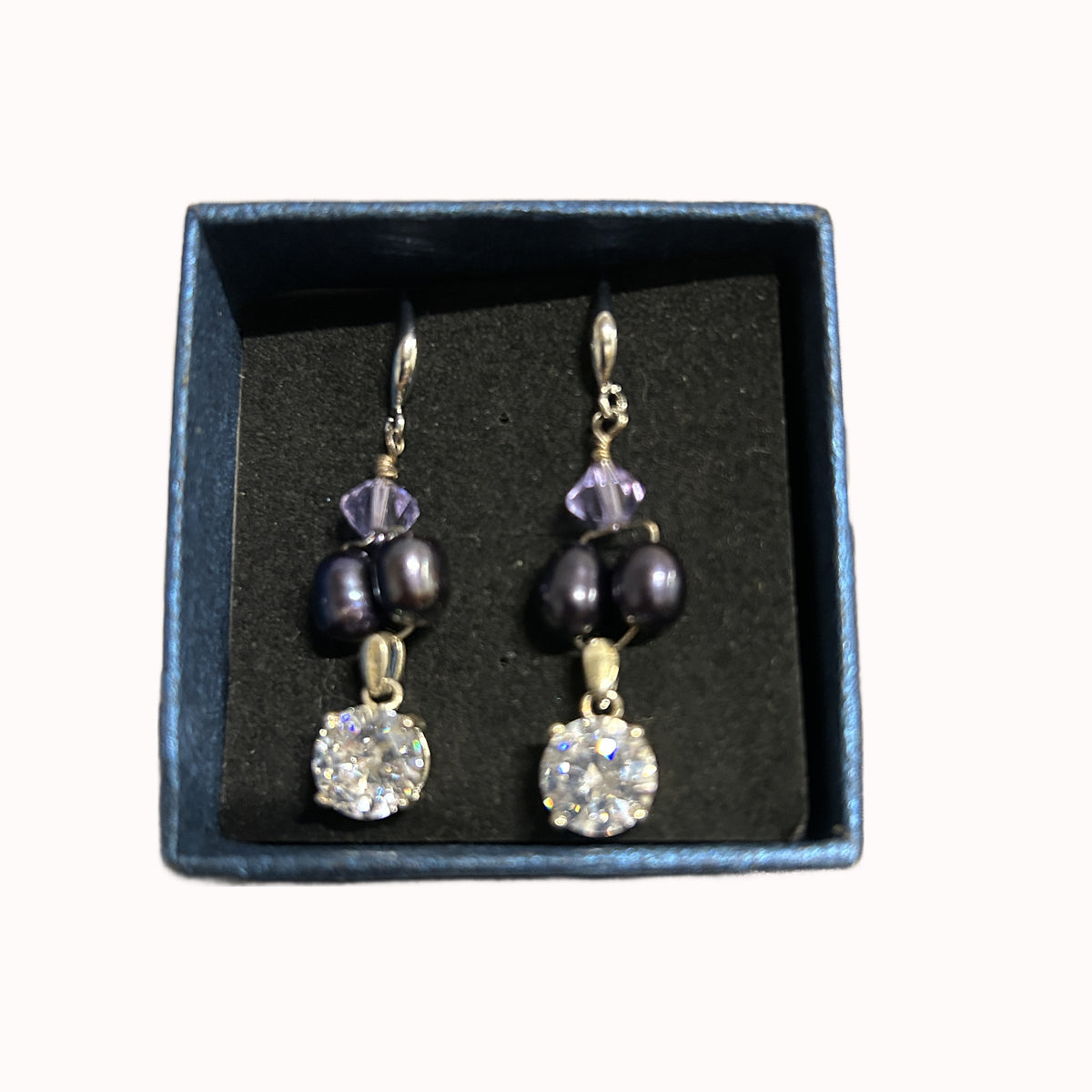 Closeout 925 freshwater pearl and Cubic Zirconia Earring