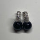 Mini hoop stud rhinestone & gemstone sterling silver earring