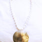 Freshwater Pearl Necklace with large Abolone shell Necklace Handcrafted