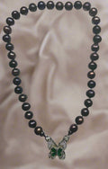 XL-2411PURPLE-04 BLACK/PURPLE FRESHWATER 10MM PEARL NECKLACE WITH BUTTERFLY CLASP