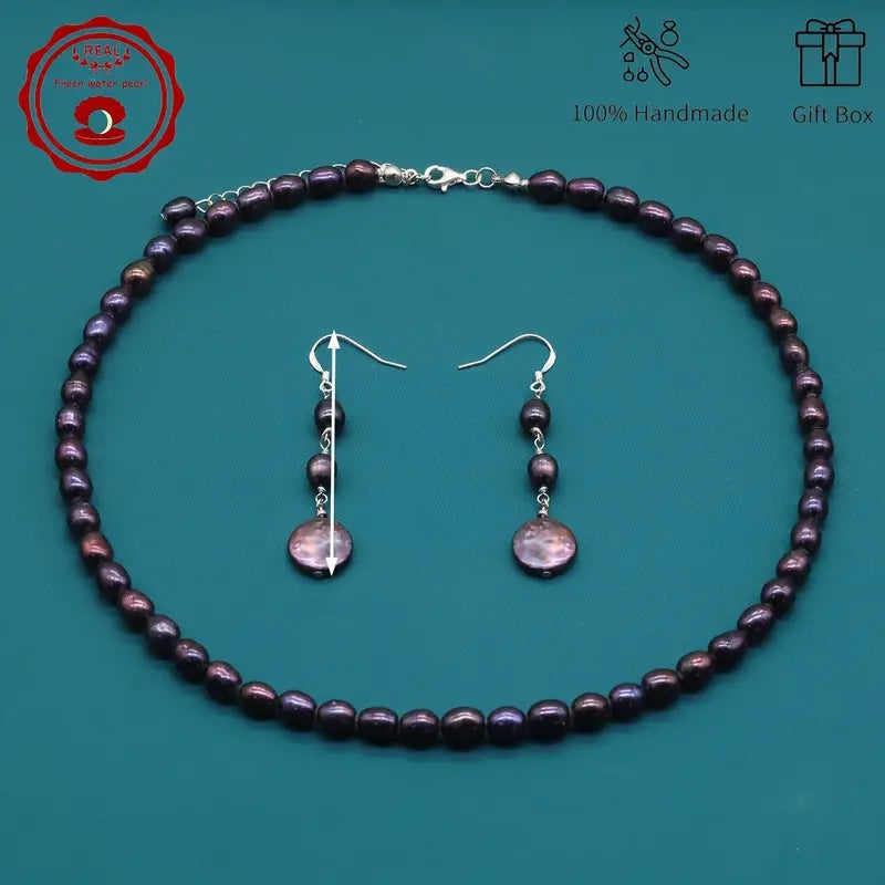 JT-1204SR-NE-SET PURPLE NESCK AND EARRING PEARL 12 MM