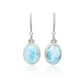 New Fashion Retro Geometry Streamlined Long 925 Sterling Silver Jewelry Girl Natural Precious Larimar Earrings Women