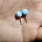 wholesale simple Dominican nature Larimar ball Stud Earrings 925 Sterling silver rhodium Unisex fine Jewelry