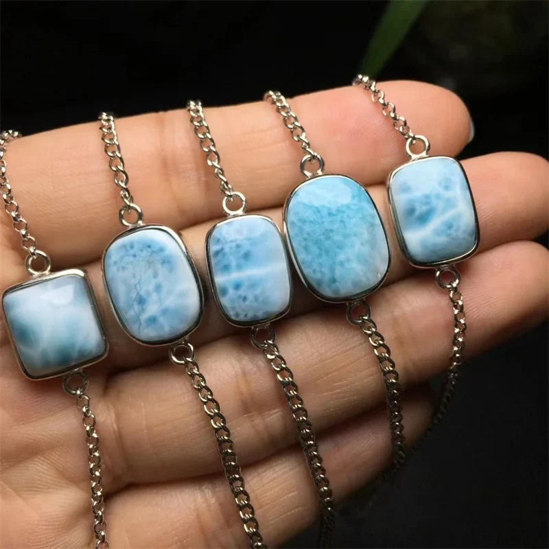 Natural Larimar Inlaid Bracelet Gemstone  Bangle