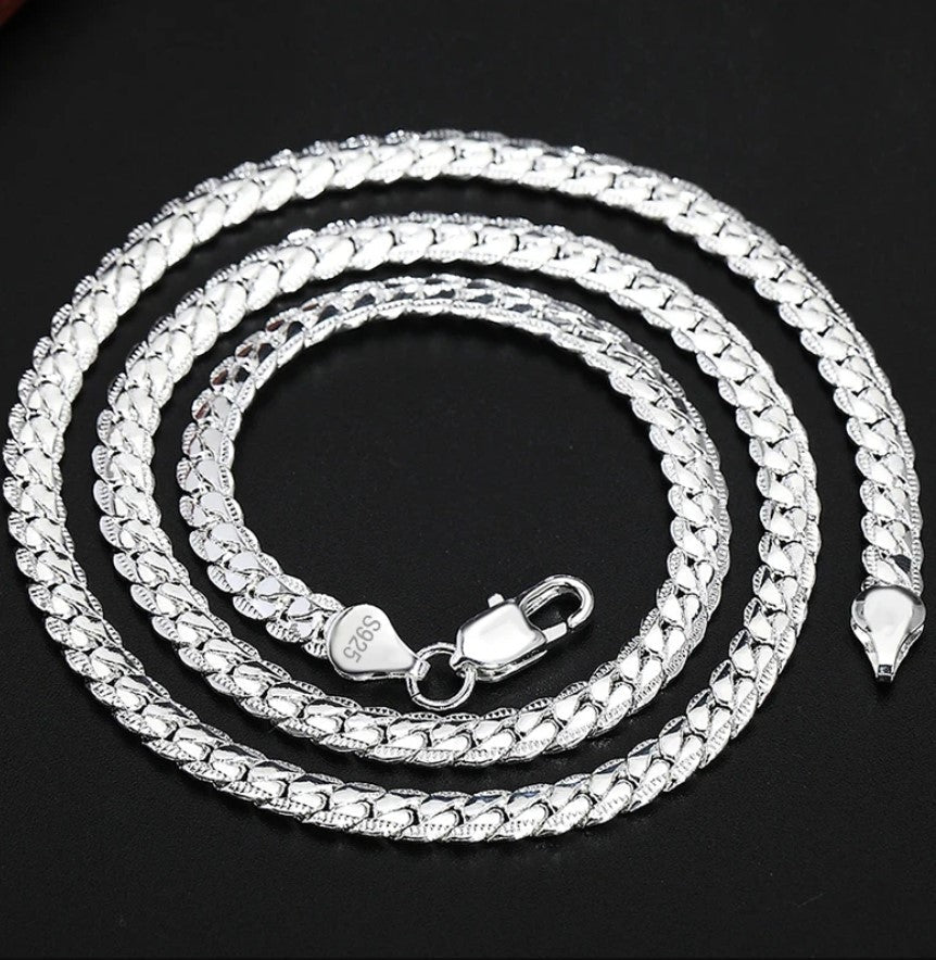 6 mm Sterling Silver 925 sideways chains unisex - Providence silver gold jewelry usa