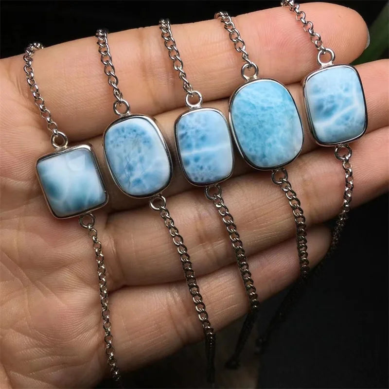 Natural Larimar Inlaid Bracelet Gemstone  Bangle