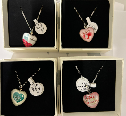Assorted Love Mom boxed pendants