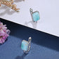 Square Charm 925 Sterling Silver Natural Precious Larimar Earrings