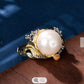 Designer style large Baroque Pearl ring set in Sterling Silver with 14K overlay - Providence silver gold jewelry usa