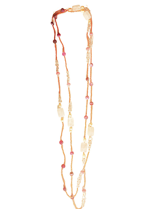 XL-2411-RED-001 32 inch wrap necklace Red-crystal-opal beads