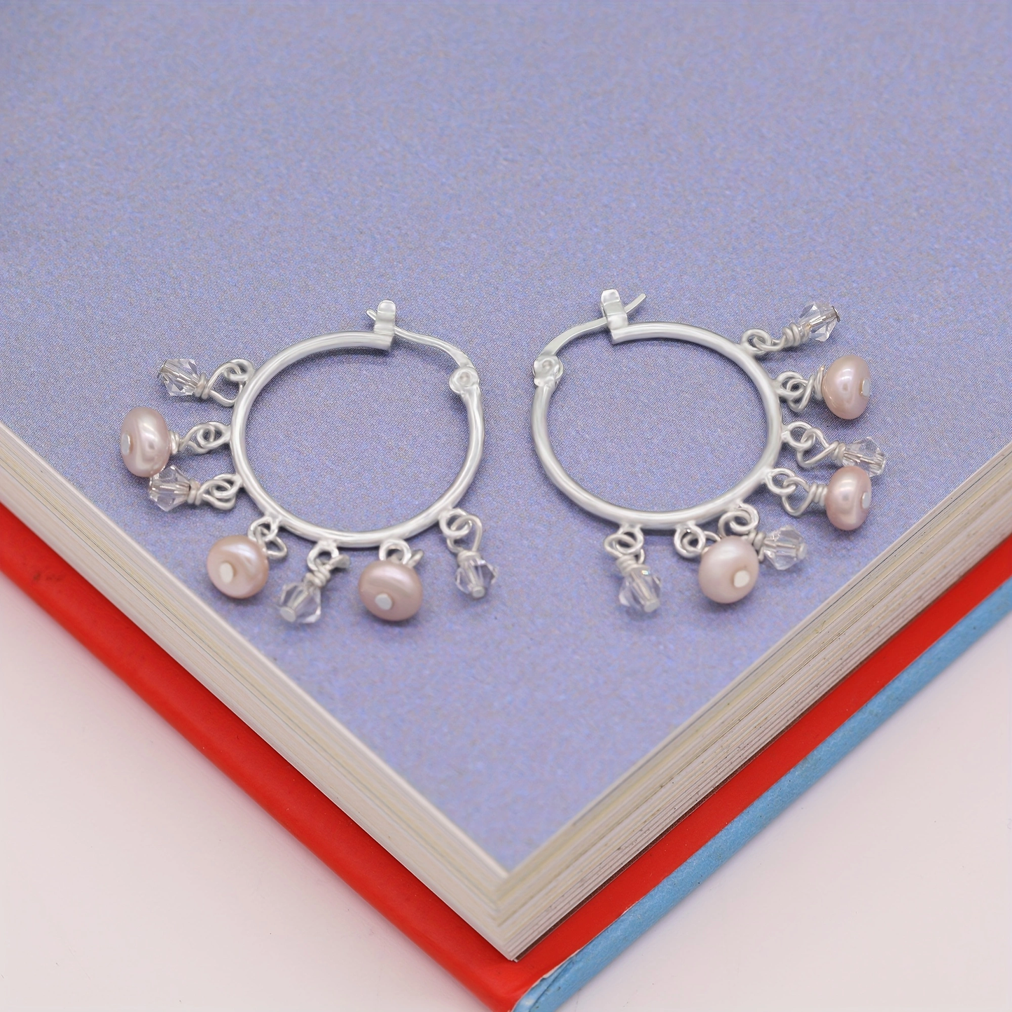 Elegant looped fringe freshwater Pearl earrings Natural White pendant Pearl design Bohemian chic earrings for everyday wear/parties, unique Valentine's Day gifts[EH-2501Pink-01]